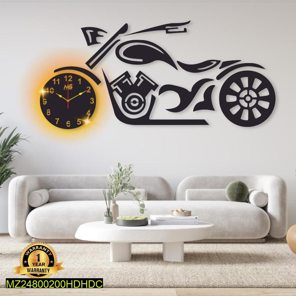 Motorbike designed laminated wall clock with premium light