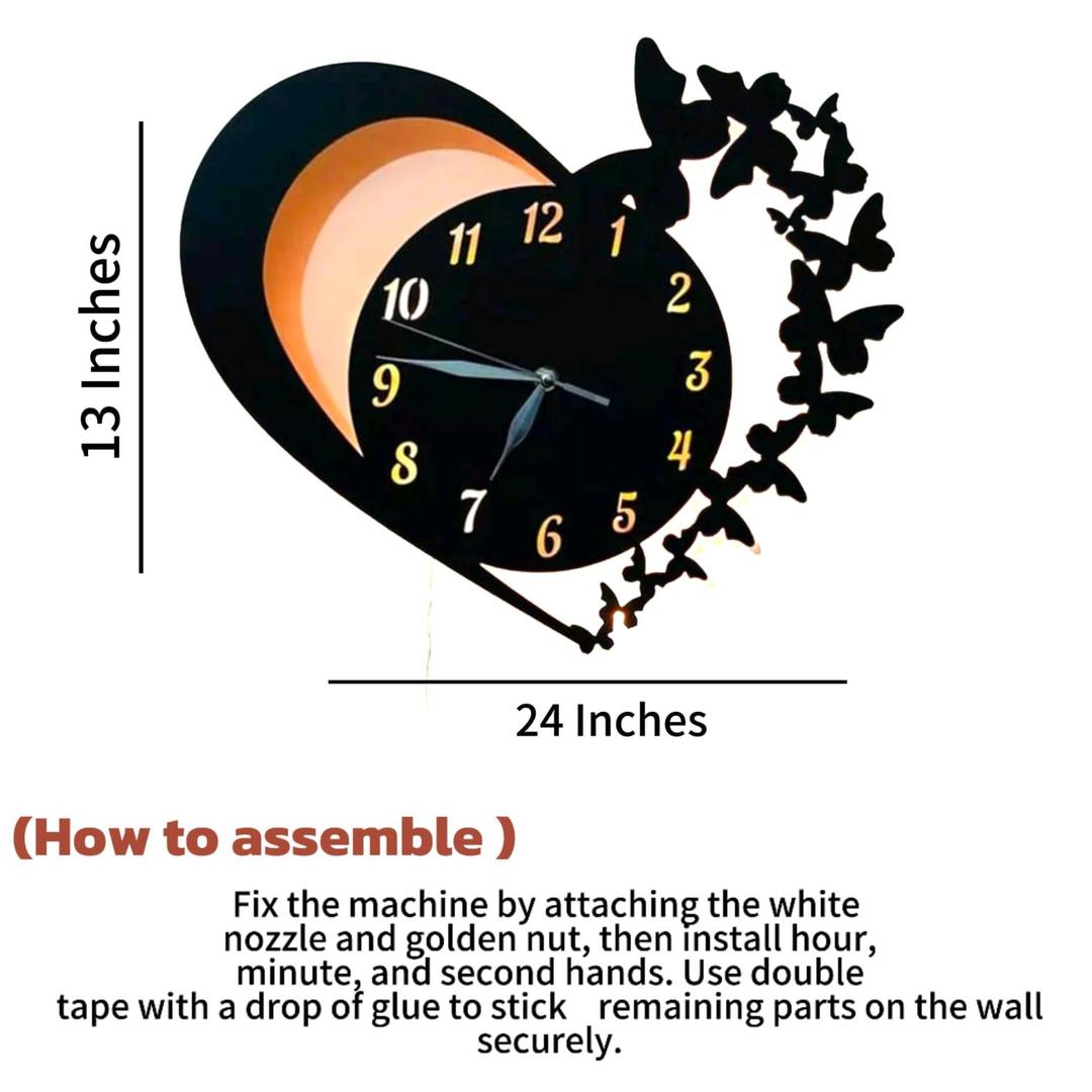 Heart wooden Wall Clock premium light